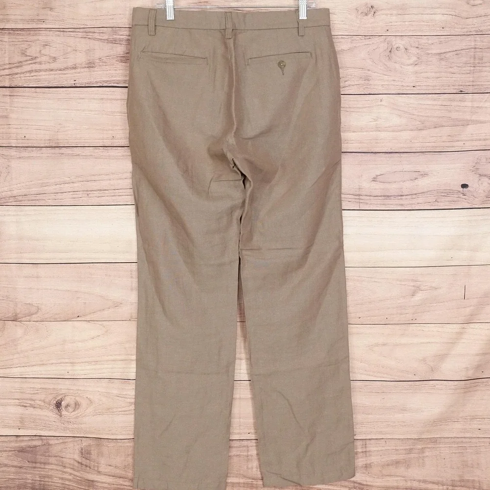 Banana Republic Gavin Chino Pants Mens 33x32 Beige Linen Blend Classic Straight
